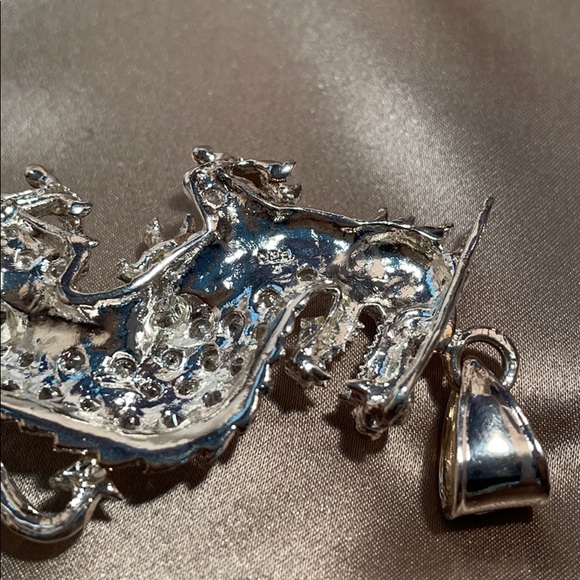 Bling! Sterling Silver/CZ Huge Dragon Pendant - Picture 4 of 5